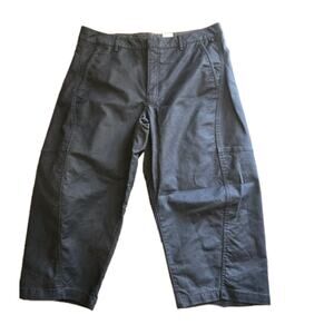 Maeve Anthropologie Curved Crop Chino Pants Black Utility Barrel Leg Womens 14